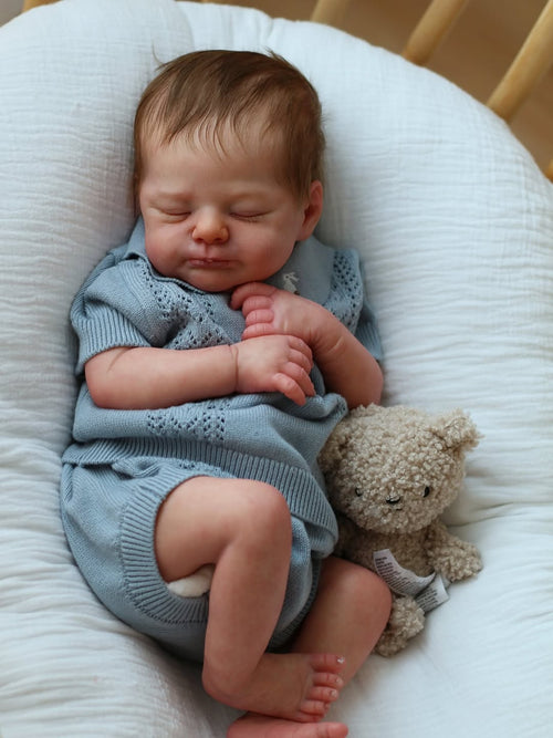Handmade Realistic Baby Boy Doll – 20 Inch Lifelike Newborn in Blue Outfit | Premium Collectible Doll