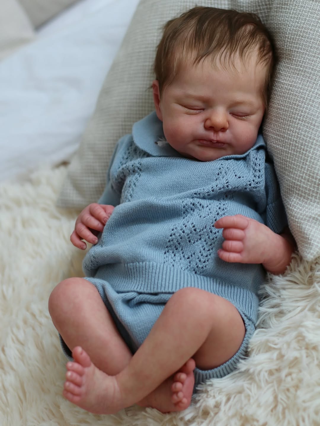 Handmade Realistic Baby Boy Doll – 20 Inch Lifelike Newborn in Blue Outfit | Premium Collectible Doll