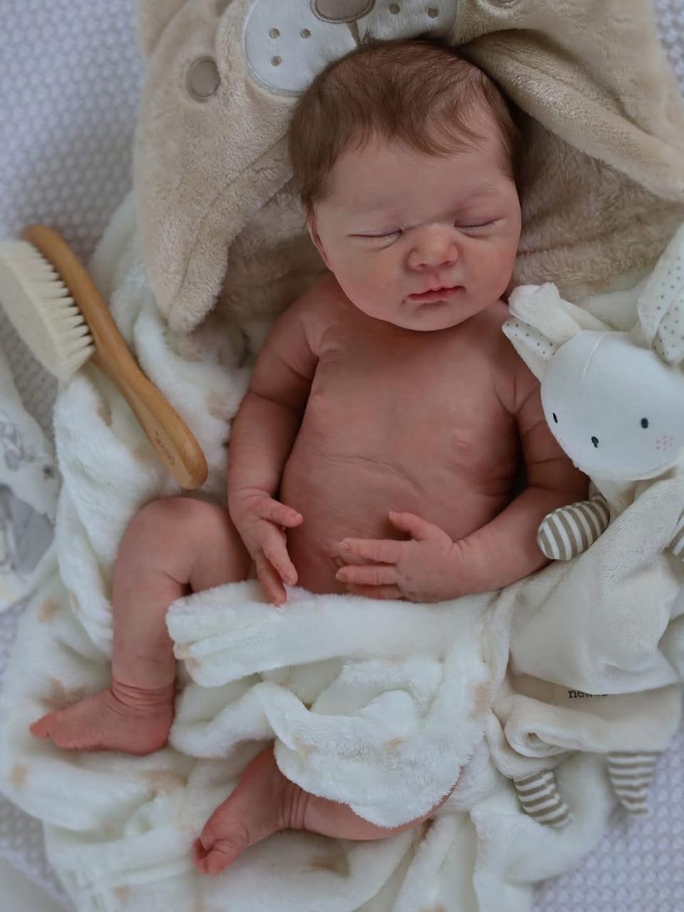 18 Inch Sleeping Silicone Reborn Baby Doll β Realistic Newborn with Rooted Hair