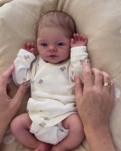 16 Inch Awake Reborn Baby Girl Doll – Lifelike Newborn with Rooted Hair & Blue Eyes