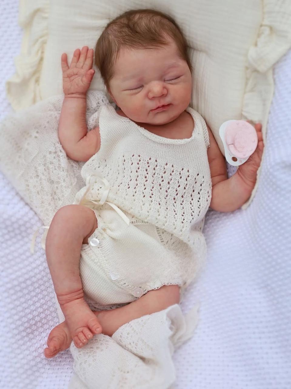 18 Inch Sleeping Silicone Reborn Baby Doll – Realistic Newborn with Rooted Hair