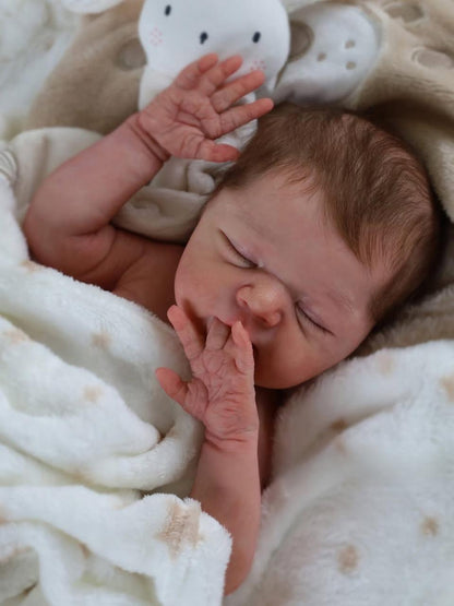 18 Inch Sleeping Silicone Reborn Baby Doll – Realistic Newborn with Rooted Hair