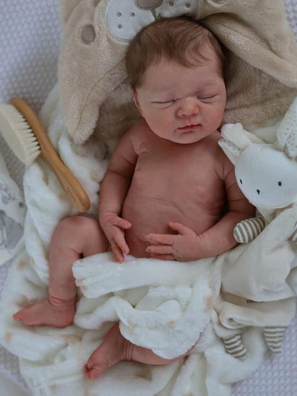 18 Inch Sleeping Silicone Reborn Baby Doll – Realistic Newborn with Rooted Hair