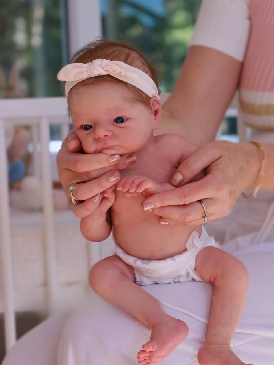 16 Inch Awake Reborn Baby Girl Doll – Lifelike Newborn with Rooted Hair & Blue Eyes