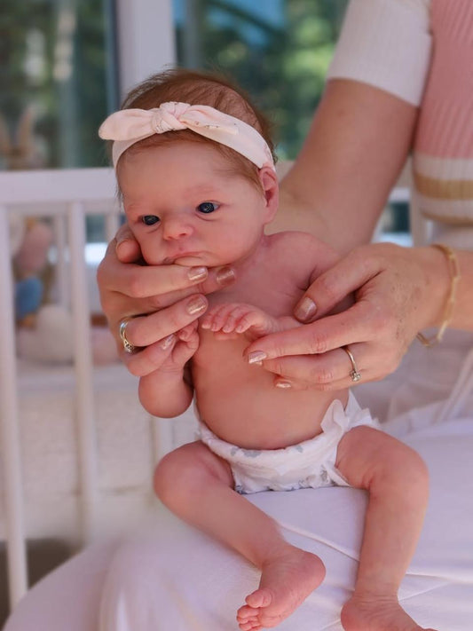 16 Inch Awake Reborn Baby Girl Doll – Lifelike Newborn with Rooted Hair & Blue Eyes