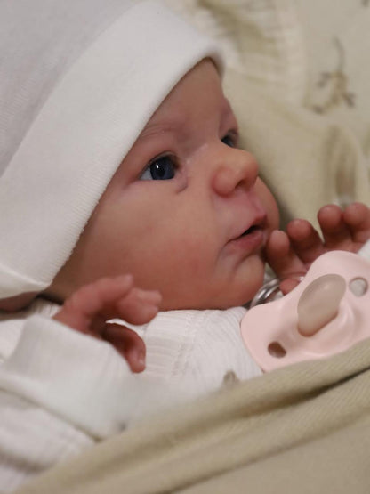 16 Inch Awake Reborn Baby Girl Doll – Lifelike Newborn with Rooted Hair & Blue Eyes