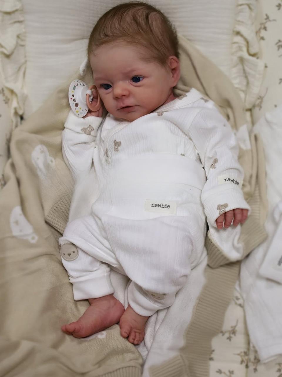 16 Inch Awake Reborn Baby Girl Doll – Lifelike Newborn with Rooted Hair & Blue Eyes