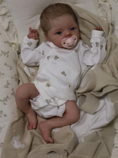 16 Inch Awake Reborn Baby Girl Doll – Lifelike Newborn with Rooted Hair & Blue Eyes