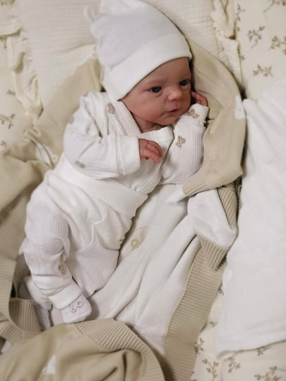 16 Inch Awake Reborn Baby Girl Doll – Lifelike Newborn with Rooted Hair & Blue Eyes