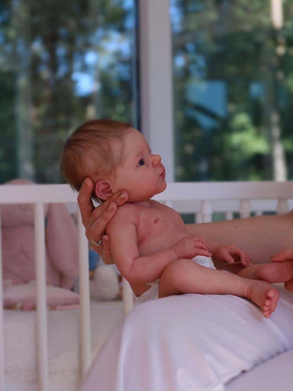 16 Inch Awake Reborn Baby Girl Doll – Lifelike Newborn with Rooted Hair & Blue Eyes