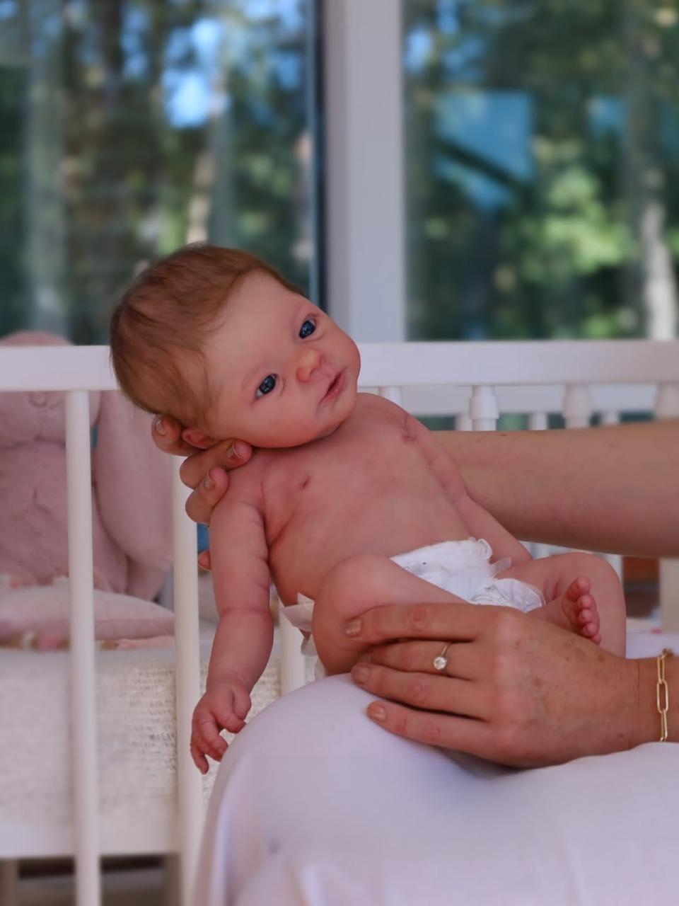 16 Inch Awake Reborn Baby Girl Doll – Lifelike Newborn with Rooted Hair & Blue Eyes